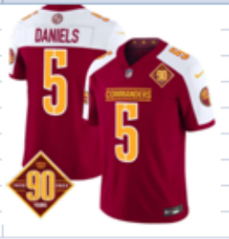Men 2025 Washington Commanders #5 Daniels Red three generations Nike Limited NFL Jersey style 3